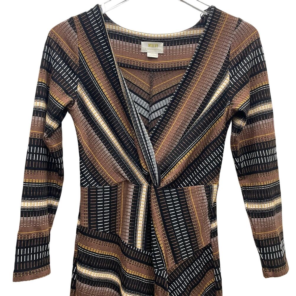 Anthropologie Maeve Striped Wrap Midi Dress Size XS - Picture 3 of 10